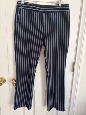 Hugo Boss Tebella Pinstripe Ankle Crop Pants Navy White Stripe US 6